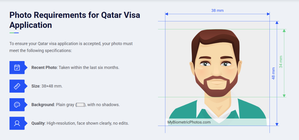 Photo for qatar visa application